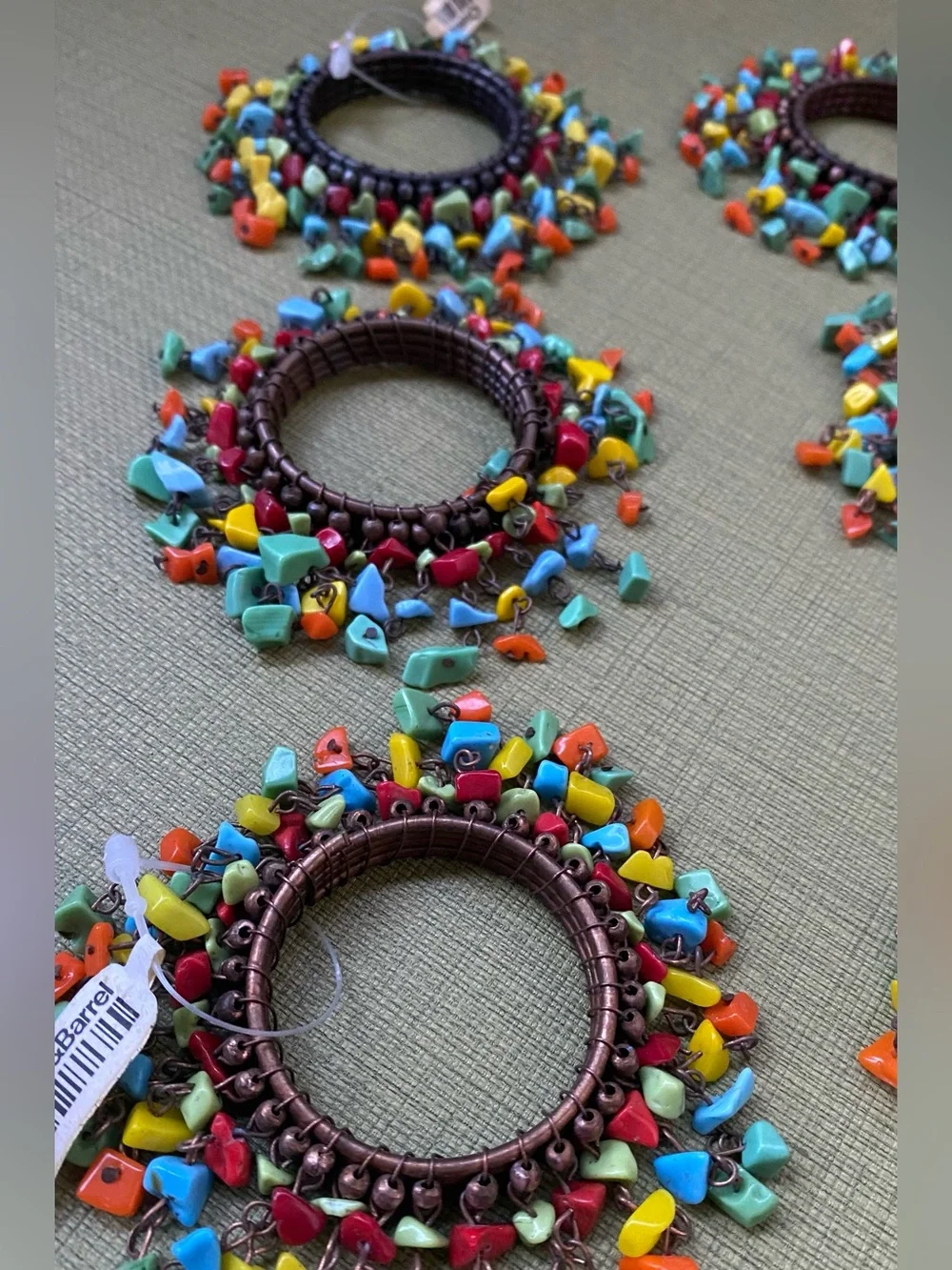 Vintage Crate&Barrel Multicolor Beaded Napkin Rings